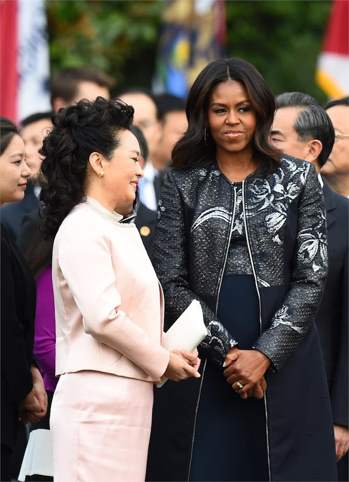 1 First Lady Michelle Obama Wears 3.1 Phillip Lim Spring 2016 t the White House for the State Arrival Ceremony of Chinese President Xi Jinping