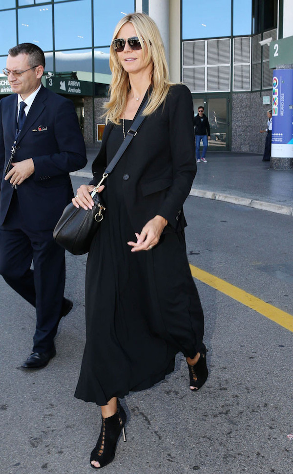Jet-setter Heidi Klum arrived in Milan for Fashion Week.