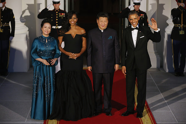 irst Lady Michelle Obama wore custom Vera Wang Collection to welcome China's President Xi Jinping as the guest of honor at the White House State Dinner in Washington DC