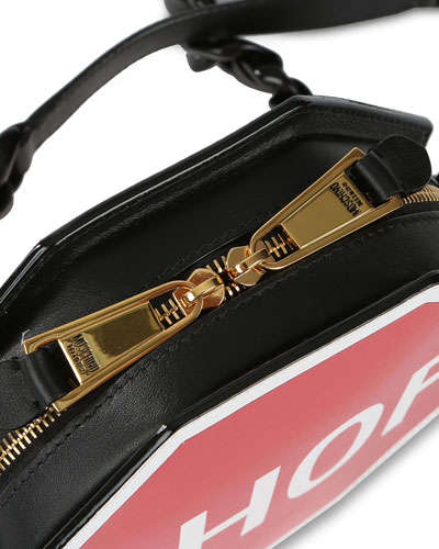 2 Moschino's Black and Red SHOP Stop Sign Shoulder Bag