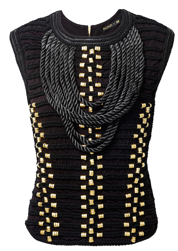 balmain-x-hm-rope-detail-gold-embellished-sleevless-top