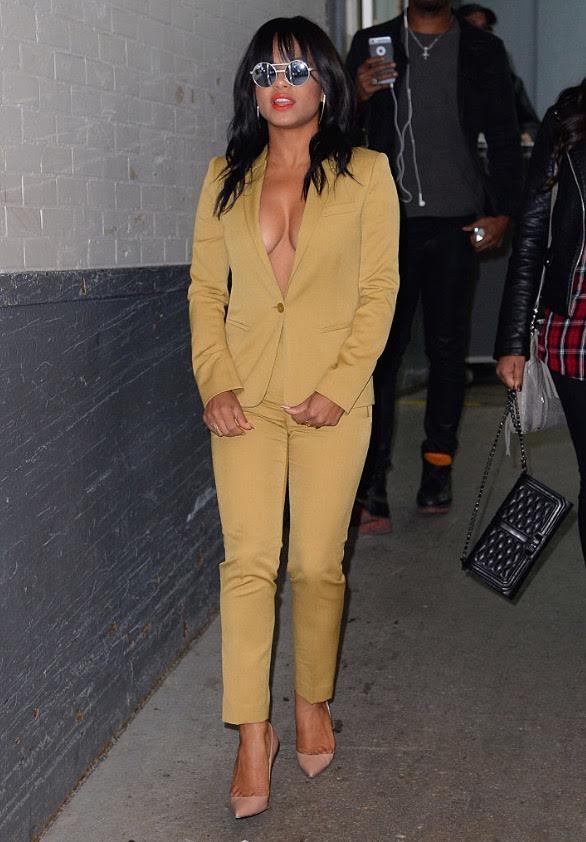 Get The Look: Christina Milian's New York City Topshop Mustard Fitted  Single Breasted Blazer And Ankle Length Pants, The Fashion Bomb Blog