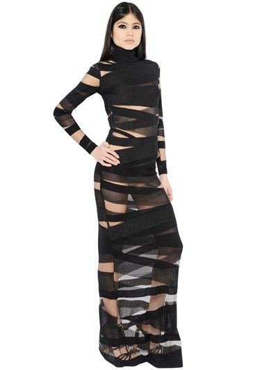 5 Evelyn Lozada's Twitter Livin Lozada Filming Emilio Pucci Black Banded Wool and Mesh Dress