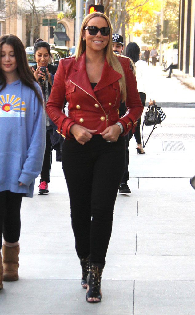 Splurge: Mariah Carey's Beverly Balmain Leather Button Jacket
