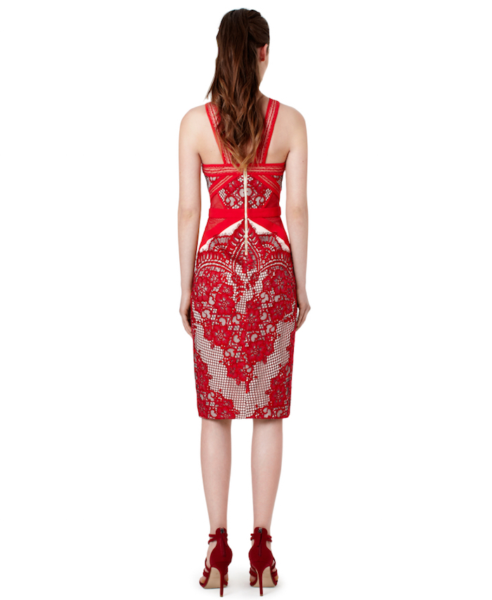 three-floor-red-lace-mesh-front-slit-crossover-neck-midi-dress-2