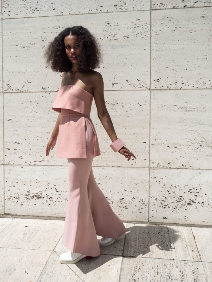 88 Solange Knowles's Jean-Michel Basquiat for Etnia Barcelona CMEO Collective for Saint Heron Blush Pink Strapless Top, Skirt, and Flared Pant