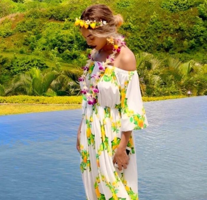 Beyonce's Hawaii Vacation Sugarbird 'Copacabana' Lemon Printed Dress 3