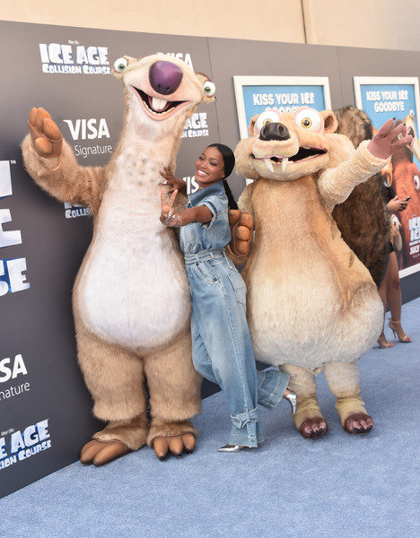 Keke+Palmer+Screening+Ice+Age+Collision+Course+off-white-over-sized-denim-jumpsuit-2