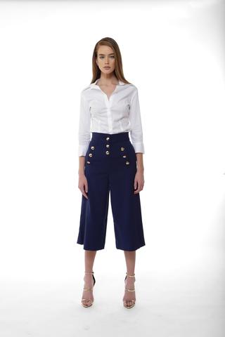 navy culottes  luxe protocol most wanted ruffle top