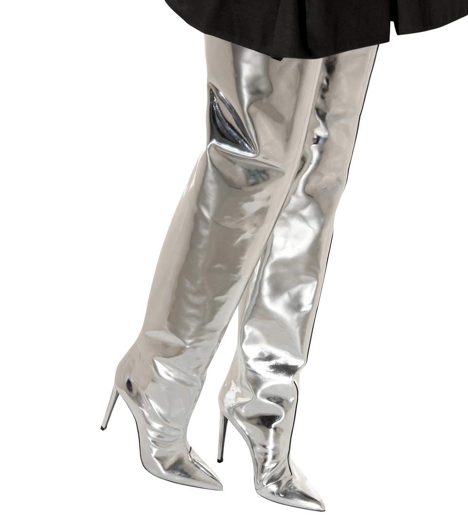 balenciaga metallic thigh high boots