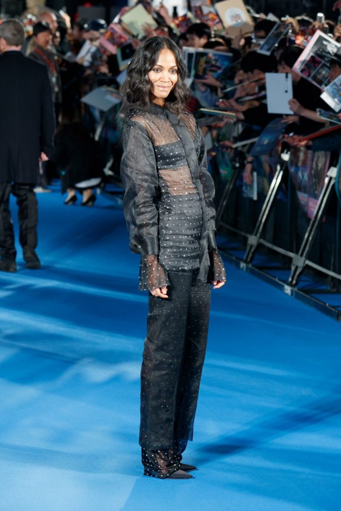 Hot! or Hmm… Zoe Saldana's Guardians of the Galaxy Vol. 2 Tokyo Premiere  Loewe Fall 2017 Black Sheer Crystal Embellished Button-Front Shirt and  Trousers, The Fashion Bomb Blog