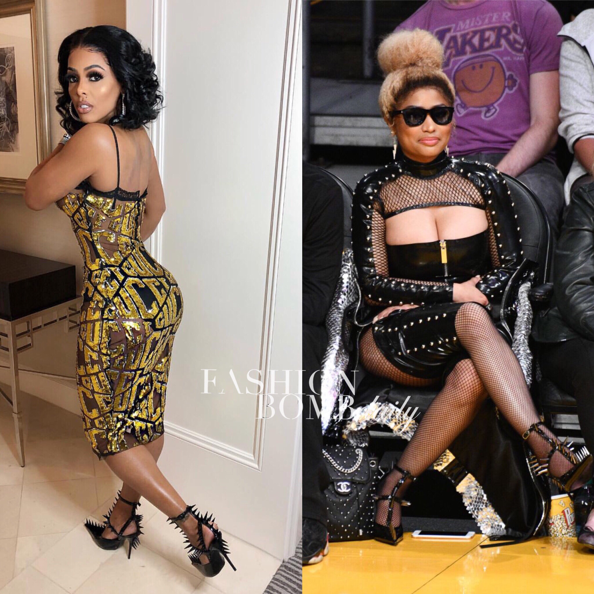 Nicki Minaj is luxury queen in Louis Vuitton bodysuit and purse