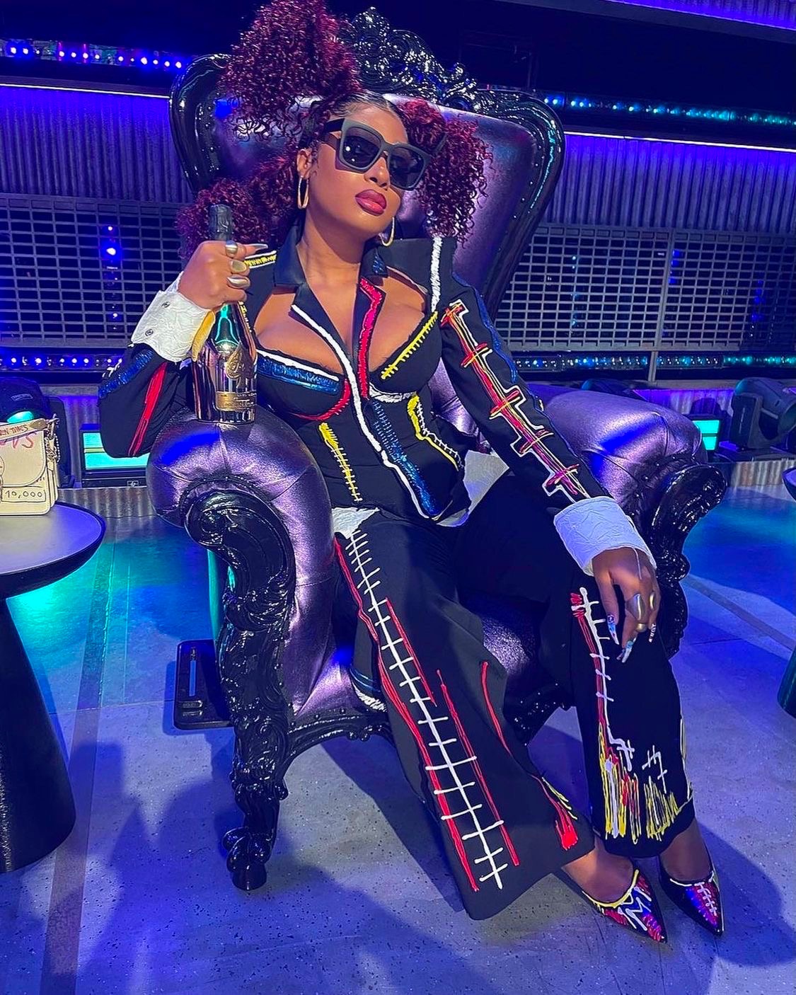 Megan the Stallion Slays in Custom Multicolor Bryan Hearns for Legendary Max Episode 5 Check Out Her Janet Jackson Inspired Hair