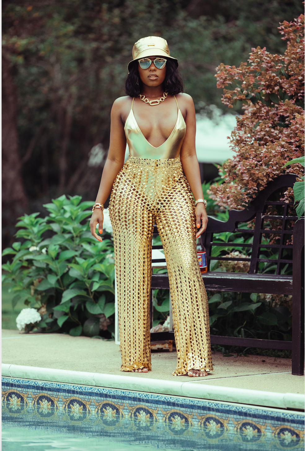Allure Novembres New Gold Swim Collection Net Pants Swimsuits and More on FashionBombDailyShop.com 1