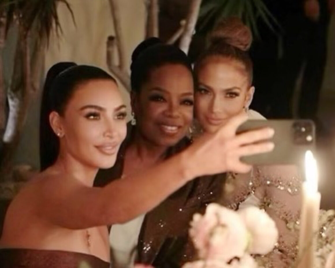 Oprah Celebrates Her Birthday and the 25th Anniversary of Anastasia Beverly Hills with Jennifer Lopez and Kim Kardashian Wearing a $10,000 Brunello Cucinelli Sequin Brown Blazer