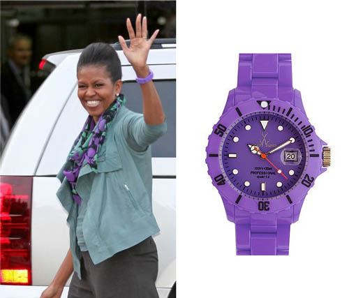 Michelle OBama wears Toywatch to Eiffel Tower