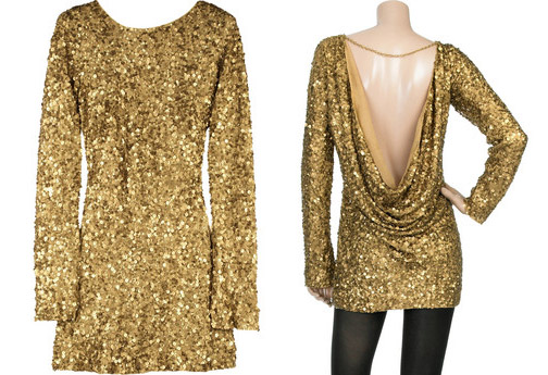 Kim Kardashian Antik Batik Gold Sequin Erin Dress