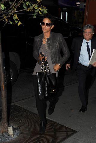 Halle Berry Coach Kristin Leather Tote in Black