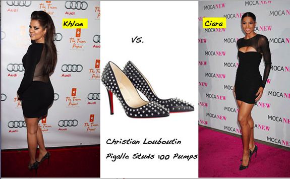 Khloe Kardashian vs. Ciara in Christian Louboutin Pigalle Studs 100 Pumps