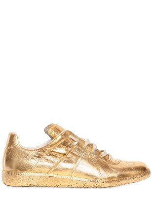 CRANTZ COUTURE: Men's Fashion:Nas’s Gold Metallic Leather Sneakers