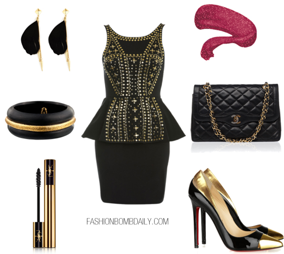 black and gold theme party outfit