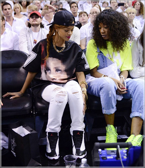 Splurge: Rihanna’s Miami Heat vs. Milwaukee Bucks Game Custom Rihanna ...