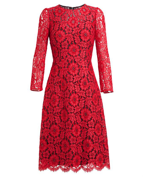 TeeWhy-Hive: Camila Alves In Dolce & Gabbana Red Long Sleeve Lace Dress.