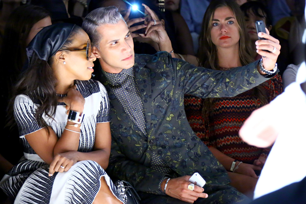 Selfie time! June Ambrose and Jay Manuel snapped a quick pic while sitting front row at Tadashi Shoji's Spring 2015 show.