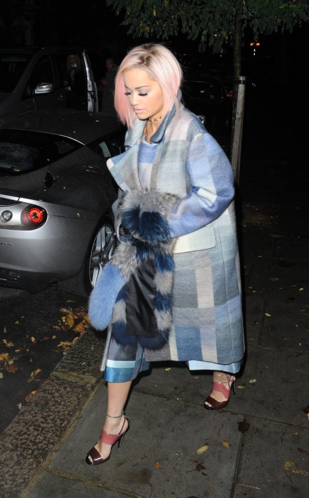 Rita Ora pictured on route to Westfield Shepherds Bush to switch on there Christmas lights and also performing a few of her hit songs