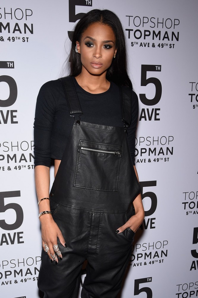 2 Ciara's  Topshop : Topman NYC Flagship Dinner Black Leather Overalls