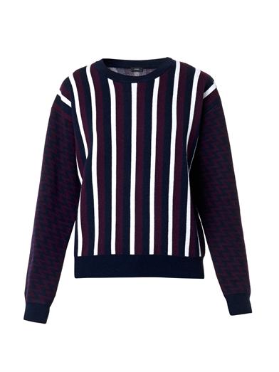 9 Beyonce's Joseph Geometric Black and White Striped Sweater and Matching Skirt