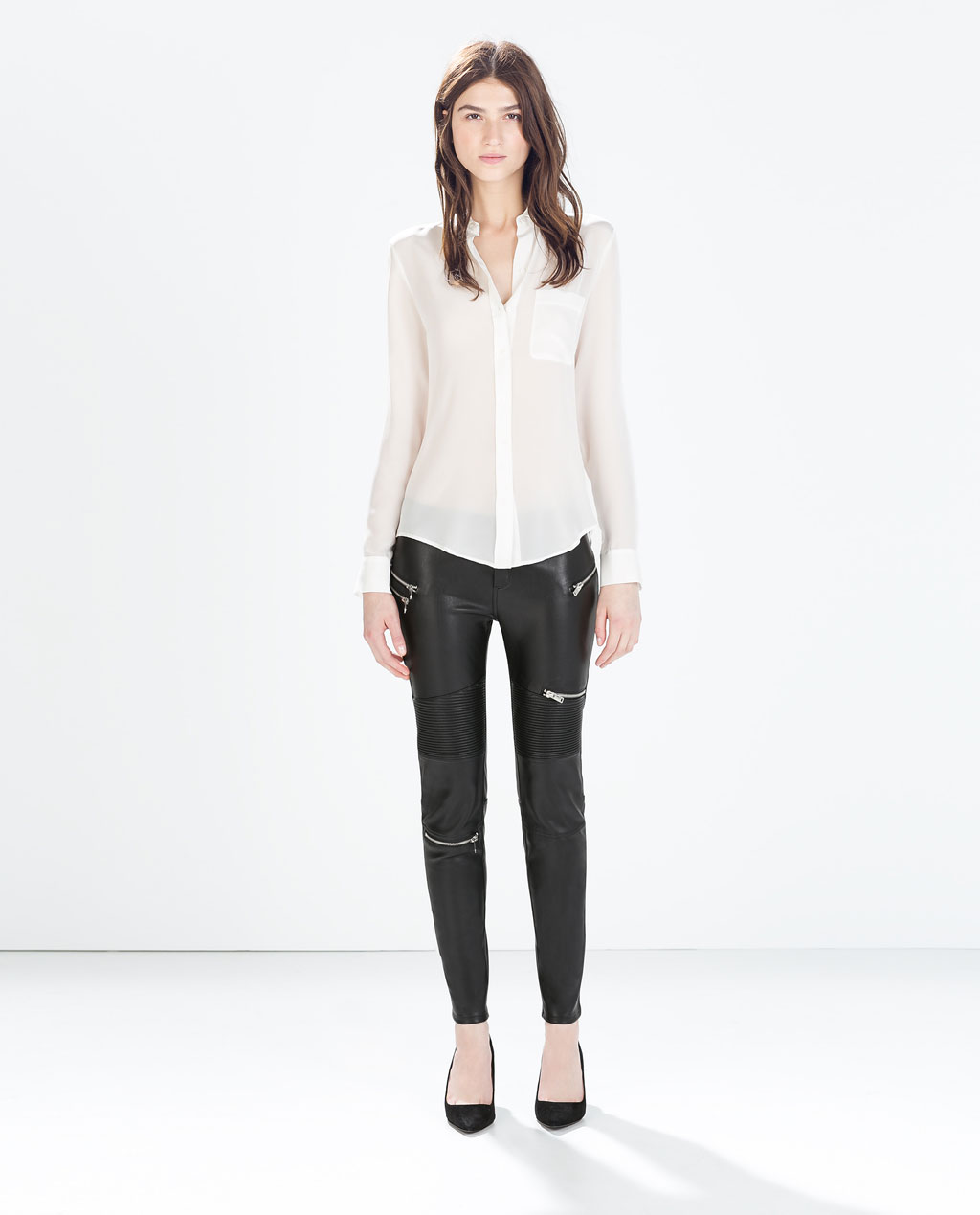 Faux Leather Leggings with Zips 