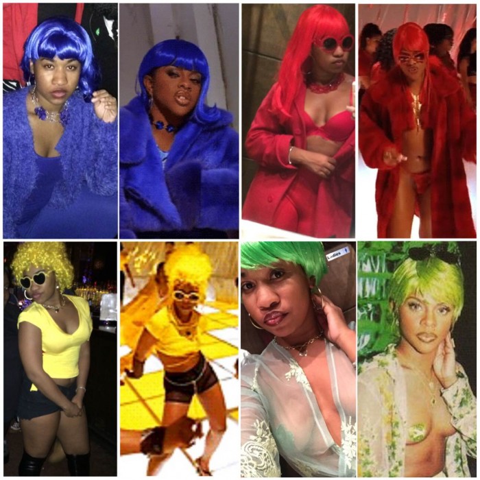 @ayo.traye hosted a 90s Costume Party and dressed as Lil Kim from the Crush on You video. A for creativity