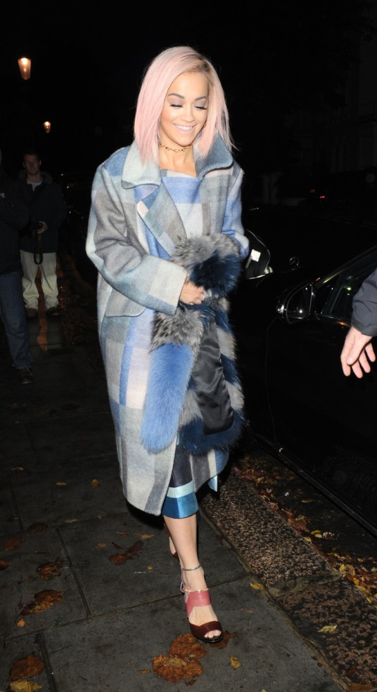 Rita Ora pictured on route to Westfield Shepherds Bush to switch on there Christmas lights and also performing a few of her hit songs