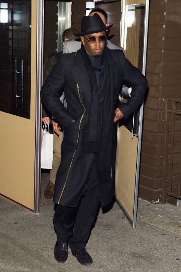 Sean P. Diddy Combs donned an all black 'fit at Red Stix Restaurant in NYC
