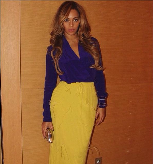 beyonce marques almeida ostrich feather yellow knit skirt