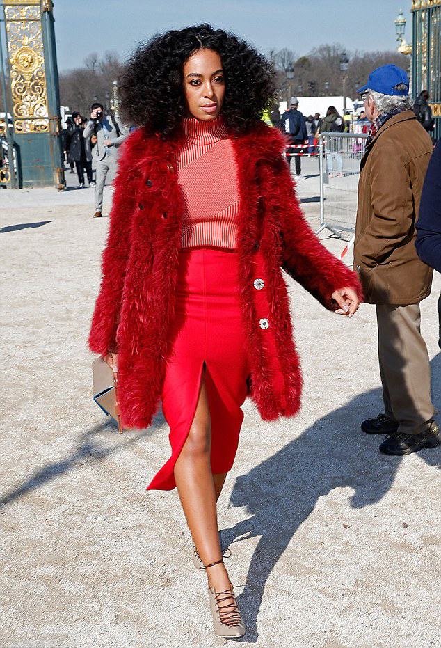 _9-Solange-Knowles's-Carven-Fall-2015-Show-Carven-Pre-Fall-2015-Red-Sweater-and-High-Slit-Pencil-Skirt