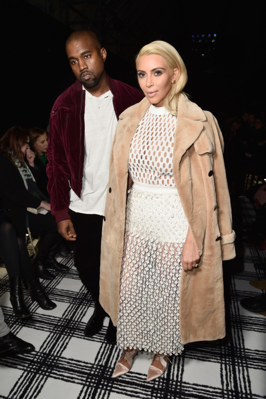 Kim Kardashian West and Kanye West attend the Balenciaga show as part of the Paris Fashion Week Womenswear Fall:Winter 2015:2016