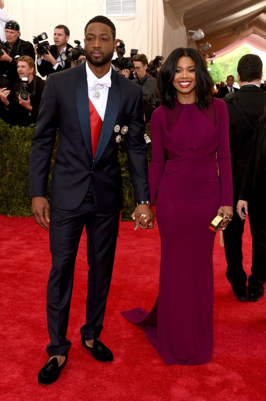 Gabrielle Union and Dwyane Wade were in attendance, with the Being Mary Jane actress in a long-sleeve form-fitting aubergine number and the Miami Heat star in a navy tux accented with medallion brooches and a red sash underneath.