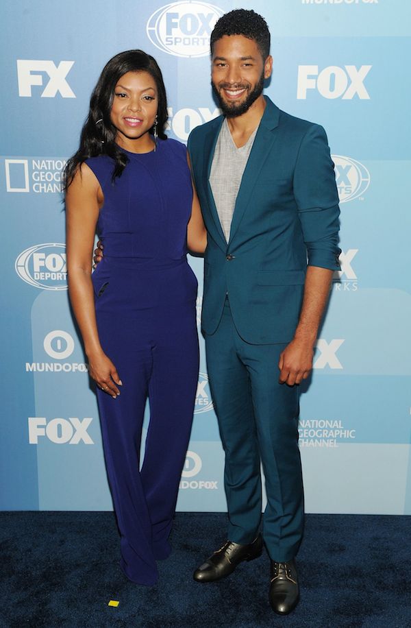It was all about jewel tones for 'Empire' stars Taraji P. Henson and Jussie Smollet at the 2015 Fox Upfront in New York