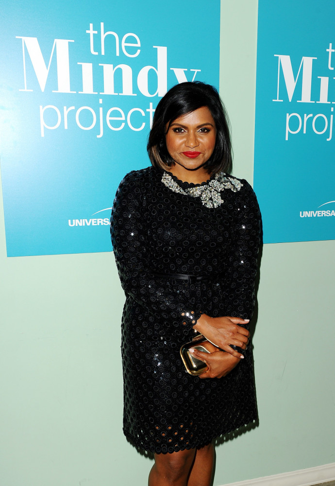 0 Mindy Kaling's The Mindy Project Writers Panel Marc Jacobs Resort 2015 Oversized Sequin Dress and Jimmy Choo Silver Cap Toe Pumps