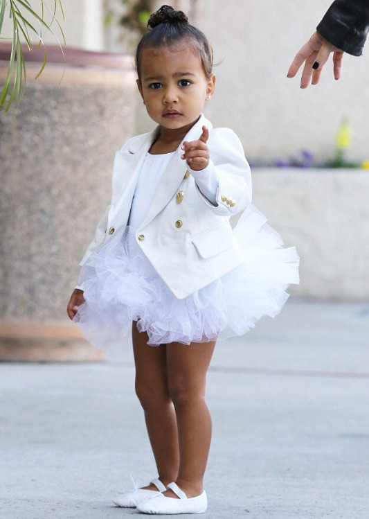 1 Nori-West-stepped-out-for-dance-class-today-dressed-in-a-mini-Balmain-gold-button-jacket-and-a-white-tutu.-Cute