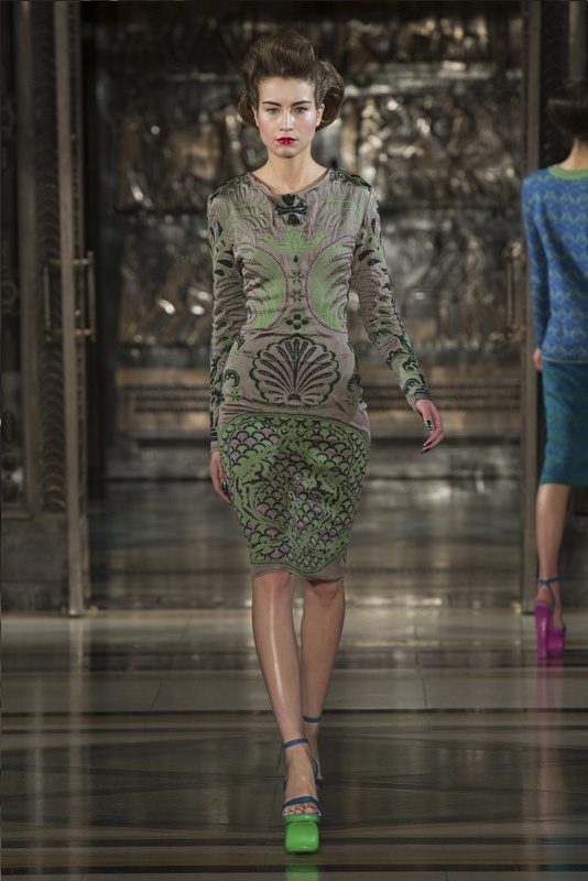8 Dascha Polanco's Hooray Henry's Ekaterina Kukhareva Fall 2013 Green Printed Bodycon Dress