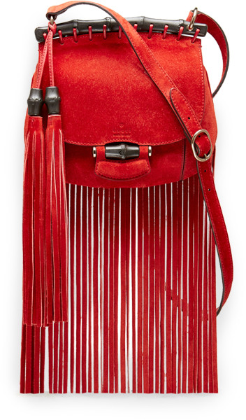90  Joan Smalls's New York City Photo Shoot Gucci Red Nouveau Fringe Crossbody Bag