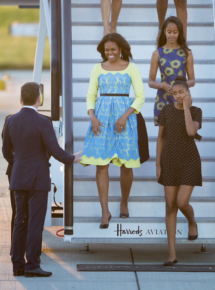 First Lady Michelle Obama arrives to the UK