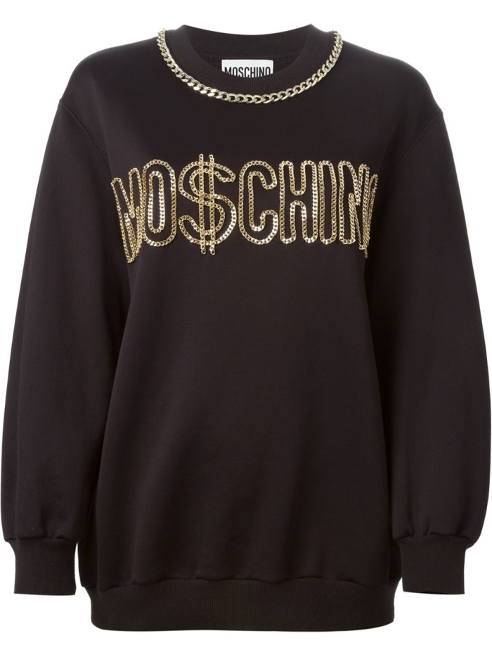 EJ Johnson's The Ivy Birthday Lunch Moschino Chain Embellished Black Sweatshirt