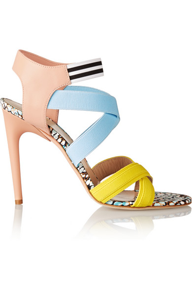 MSGM Elasticated grosgrain and leather sandals