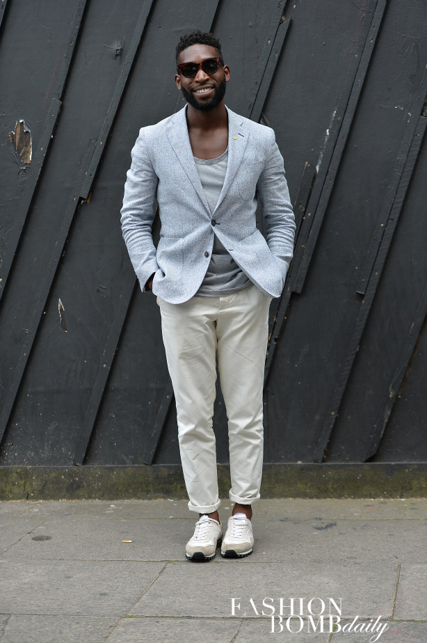 Tinie Tempah is always on the scene! He looked crisp and clean in a gray blazer, khakis, and sneakers. Image by David Nyanzi