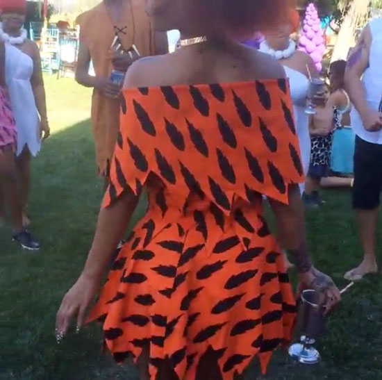 flintstones orange 2010  3 Rihanna Wears Jeremy Scott Spring 2015 to Niece Majesty's 1st Birthday Party