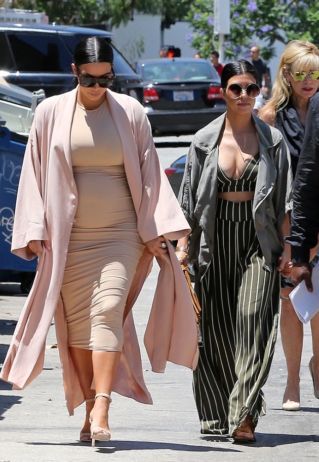 1 Kourtney Kardashian's LA Family Outing Just Enaj ESQ Striped Black Bralette and Wide Legged Pants